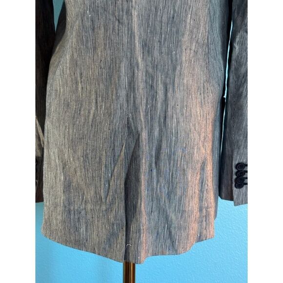 Club Monaco Blazer Jacket Linen Viscose Blue White 2 Pockets 1 Button 0 XS - Picture 4 of 7